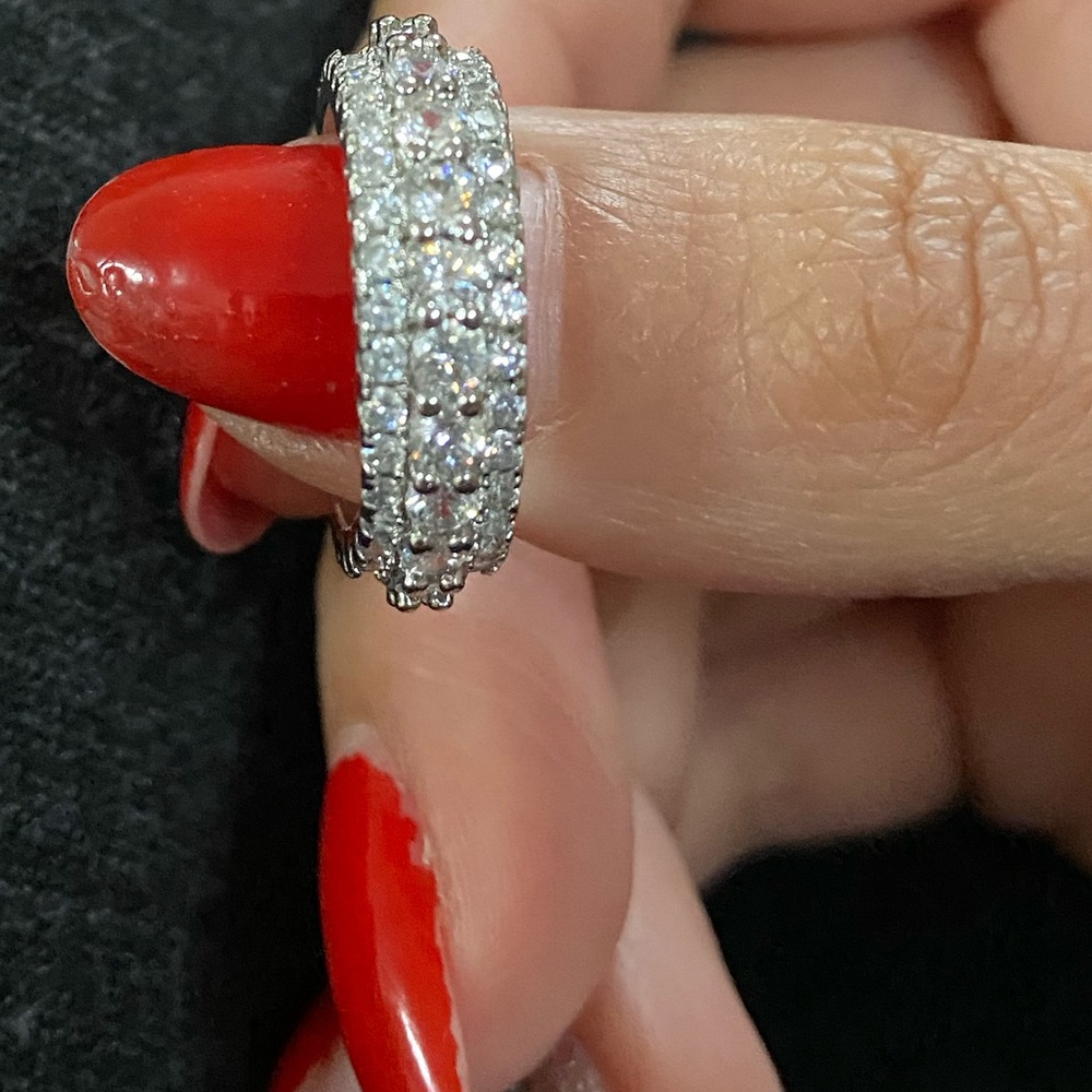 Sale! 925 Sterling Silver Zircon Wedding Band - Picture 2 of 2